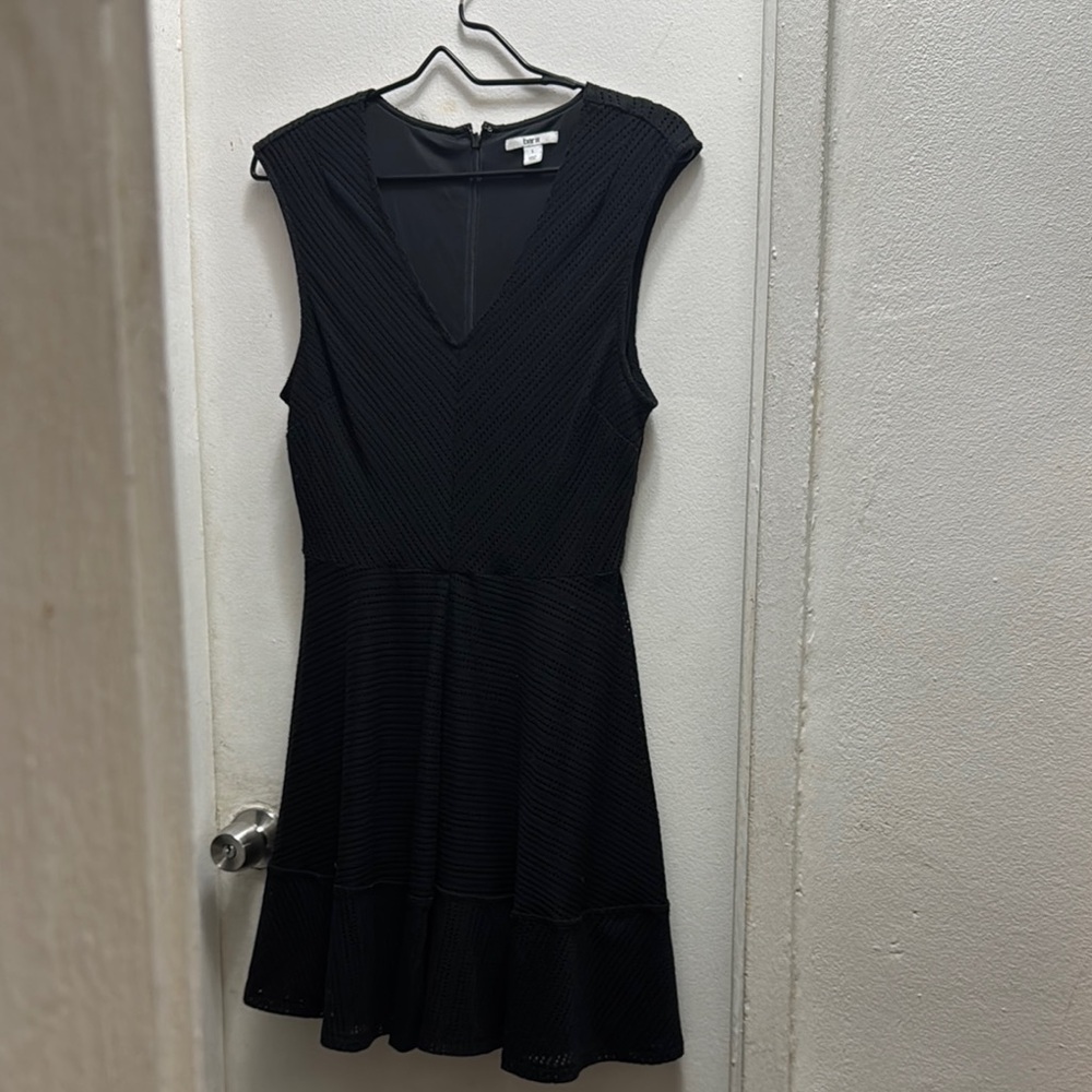Bar III Black V-Neck Sleeveless Mini Dress